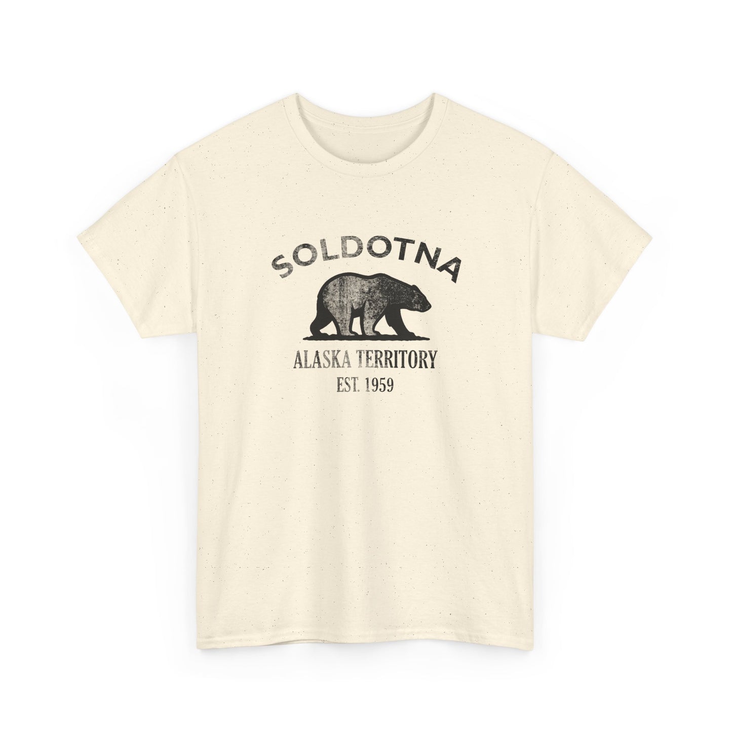 Soldotna Alaska Vintage Retro Unisex Heavy Cotton Tee - Black Logo