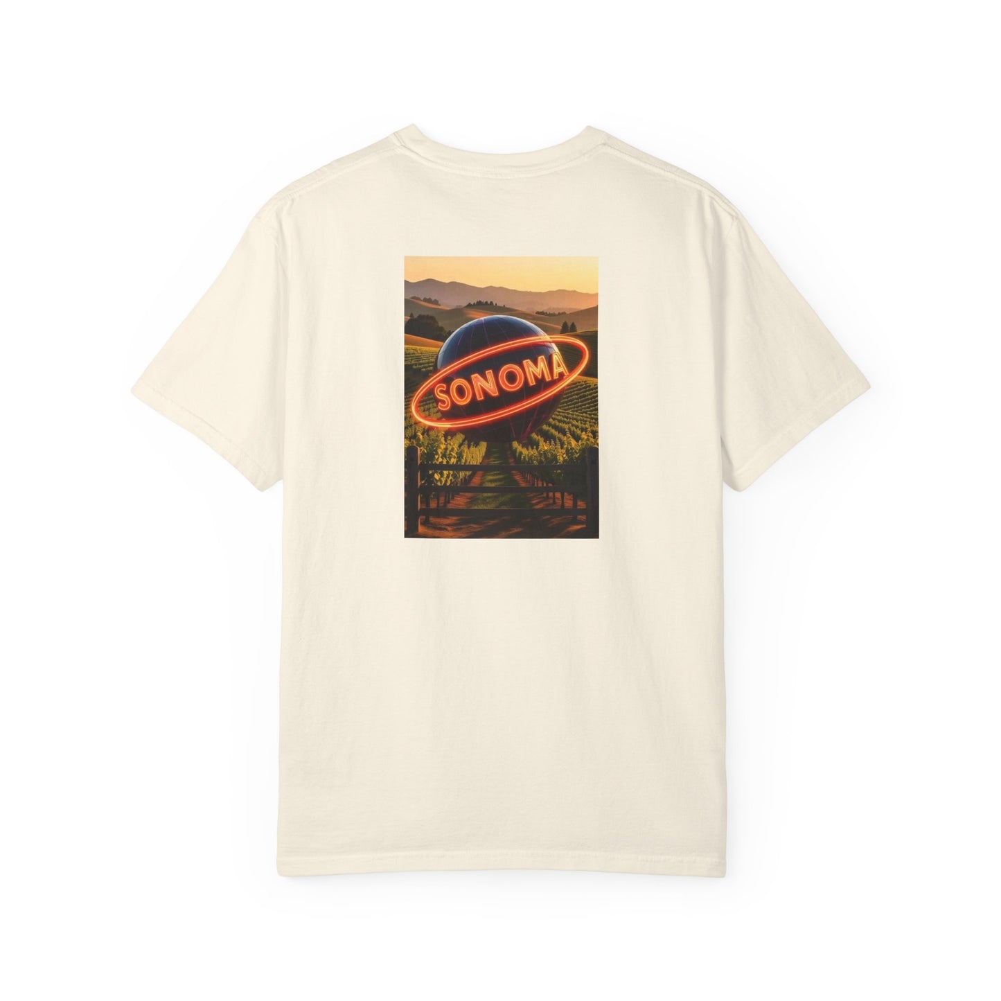 Sonoma California Vintage Retro Back Printed Art Series Cotton Tee - Black Logo