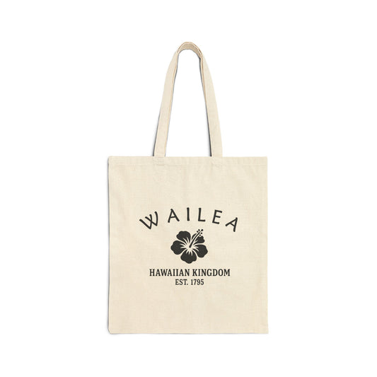Wailea Hawaii Vintage Retro Cotton Canvas Tote Bag - Black Logo