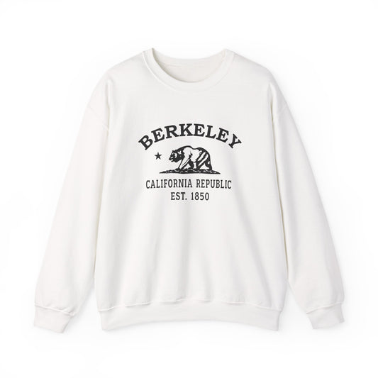 Berkeley California Vintage Retro Unisex Heavy Crewneck Sweatshirt - Black Logo