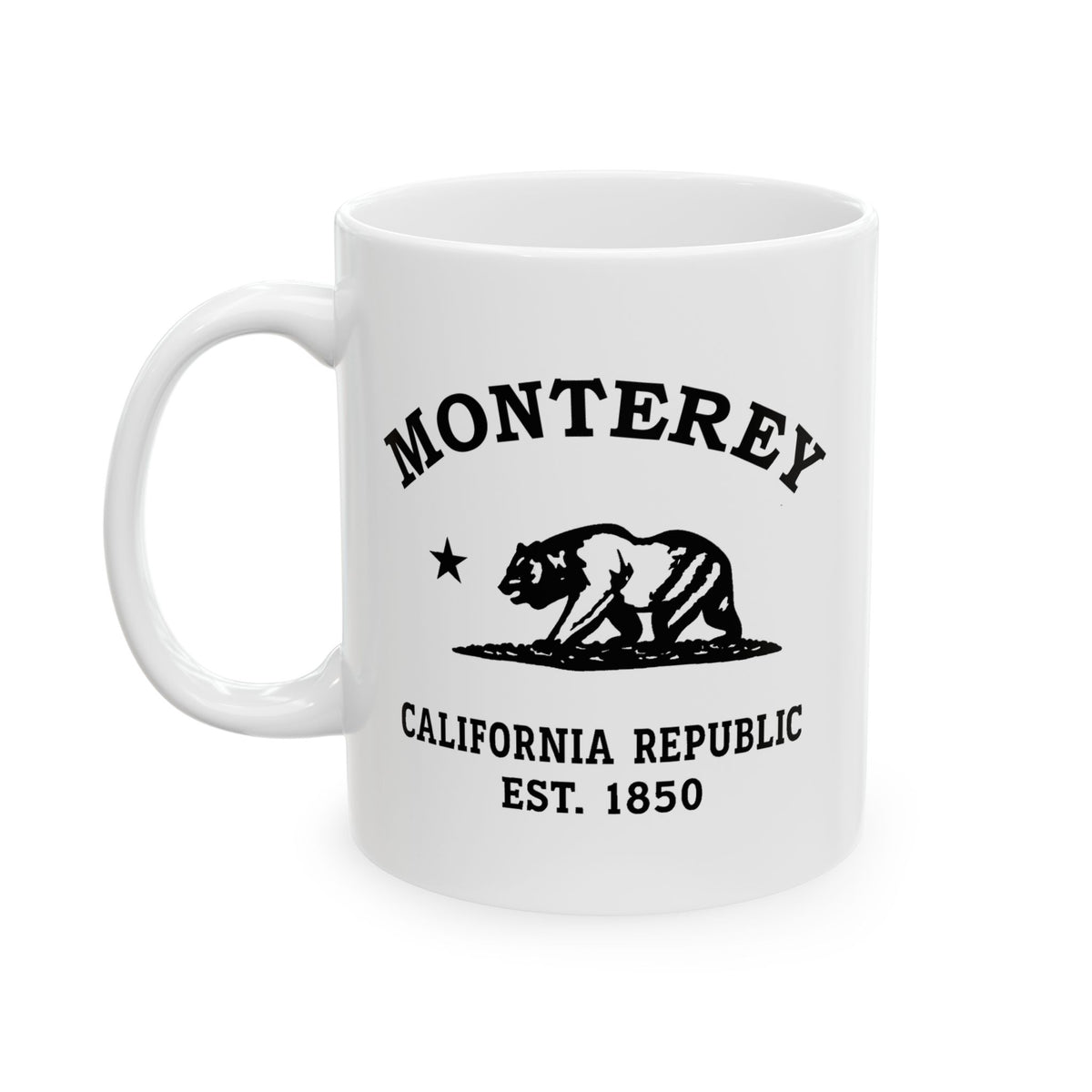 Monterey California Vintage Retro Ceramic Mug, 11 oz, Black Logo