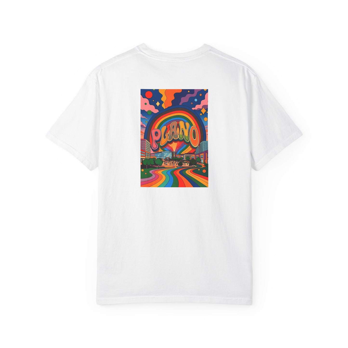 Plano Texas Vintage Retro Back Printed Art Series Cotton Tee - Black Logo