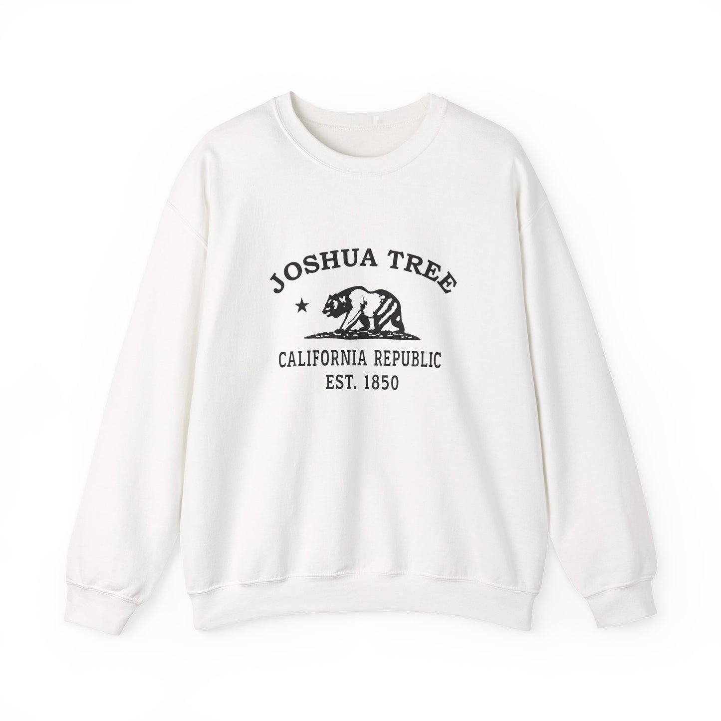 Joshua Tree California Vintage Retro Unisex Heavy Crewneck Sweatshirt - Black Logo