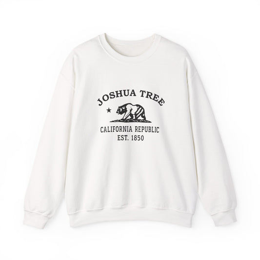 Joshua Tree California Vintage Retro Unisex Heavy Crewneck Sweatshirt - Black Logo