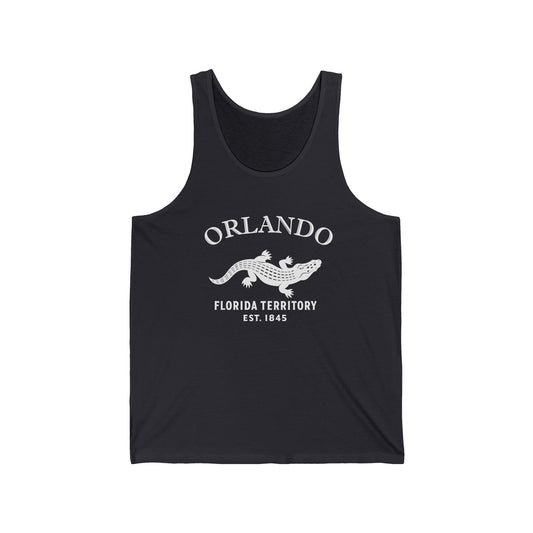 Orlando Florida Vintage Retro Unisex Cotton Jersey Tank Top - White Logo