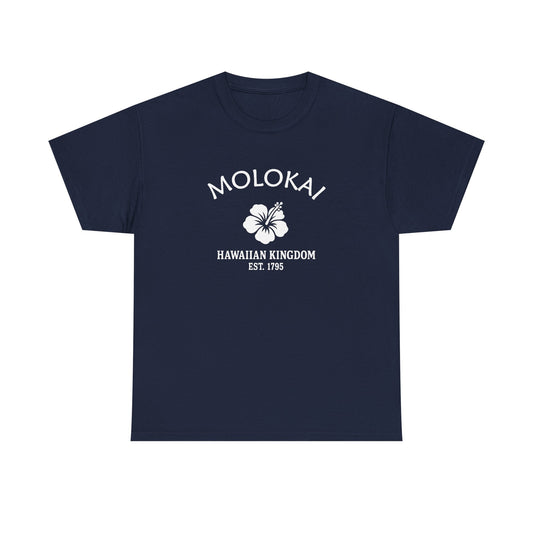 Molokai Hawaii Vintage Retro Unisex Heavy Cotton Tee - White Logo