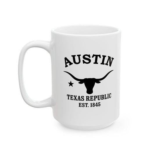 Austin Texas Vintage Retro Ceramic Mug - Black Logo