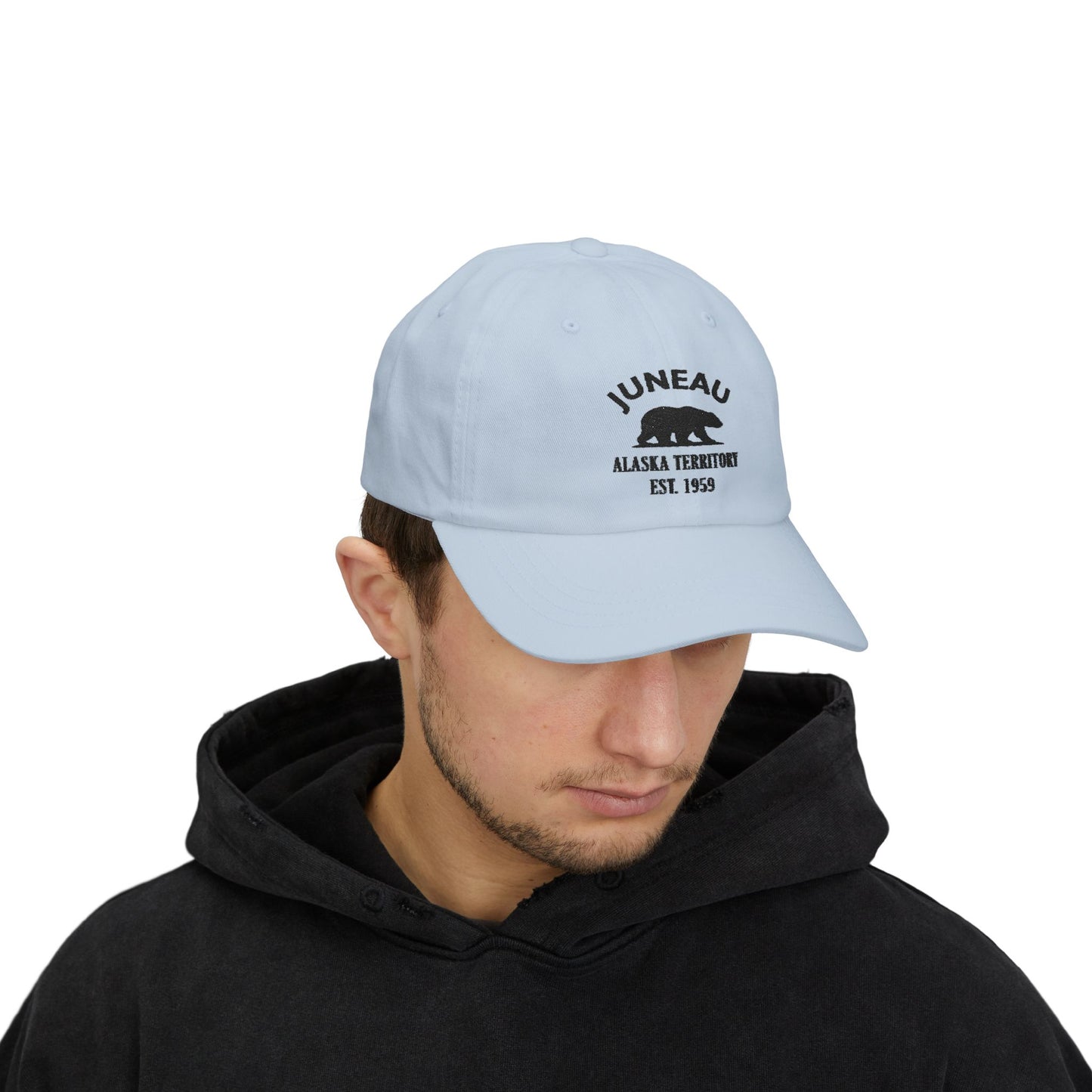 Juneau Alaska Classic Embroidered Vintage Retro Cotton Cap - Black Logo
