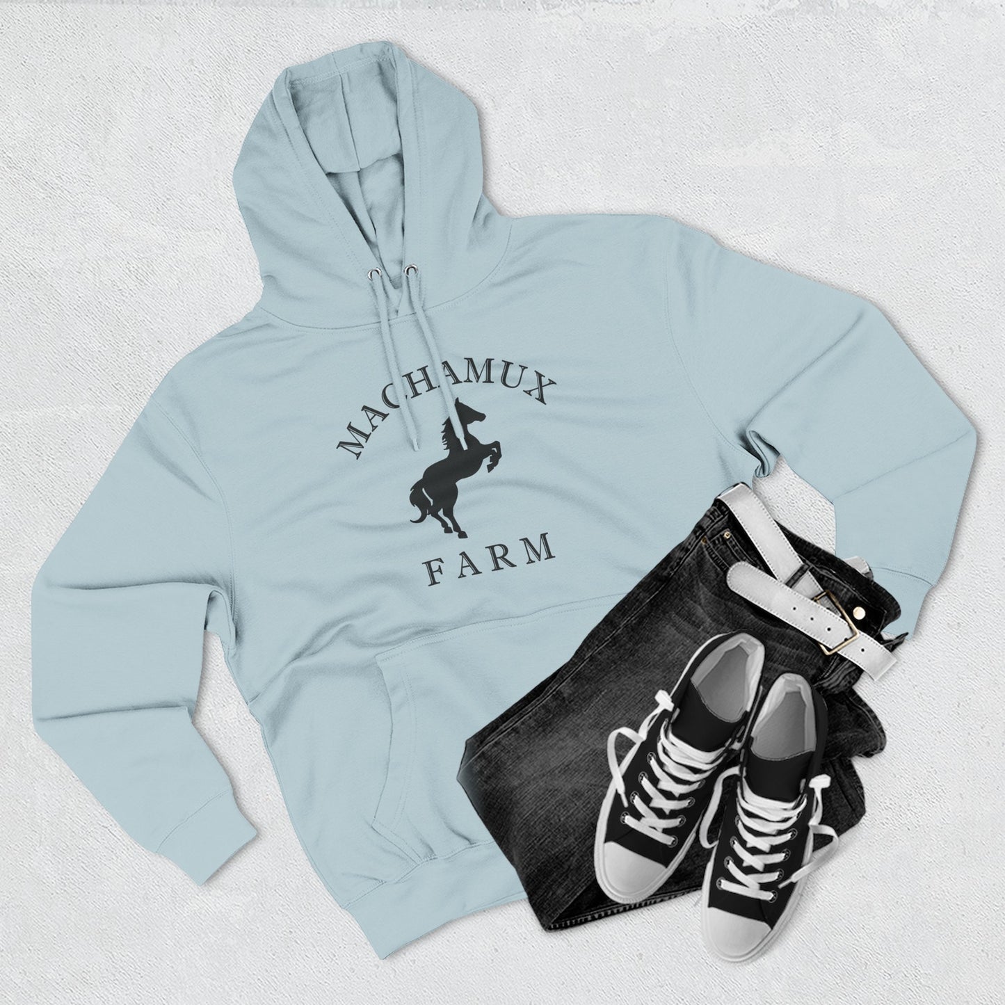 Machamux Farm Vintage Retro Unisex Heavy Cotton Hoodie - Black Logo