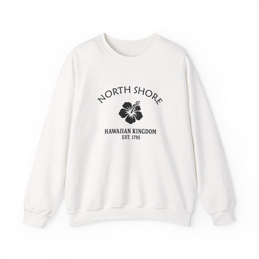 North Shore Hawaii Vintage Retro Unisex Heavy Crewneck Sweatshirt - Black Logo