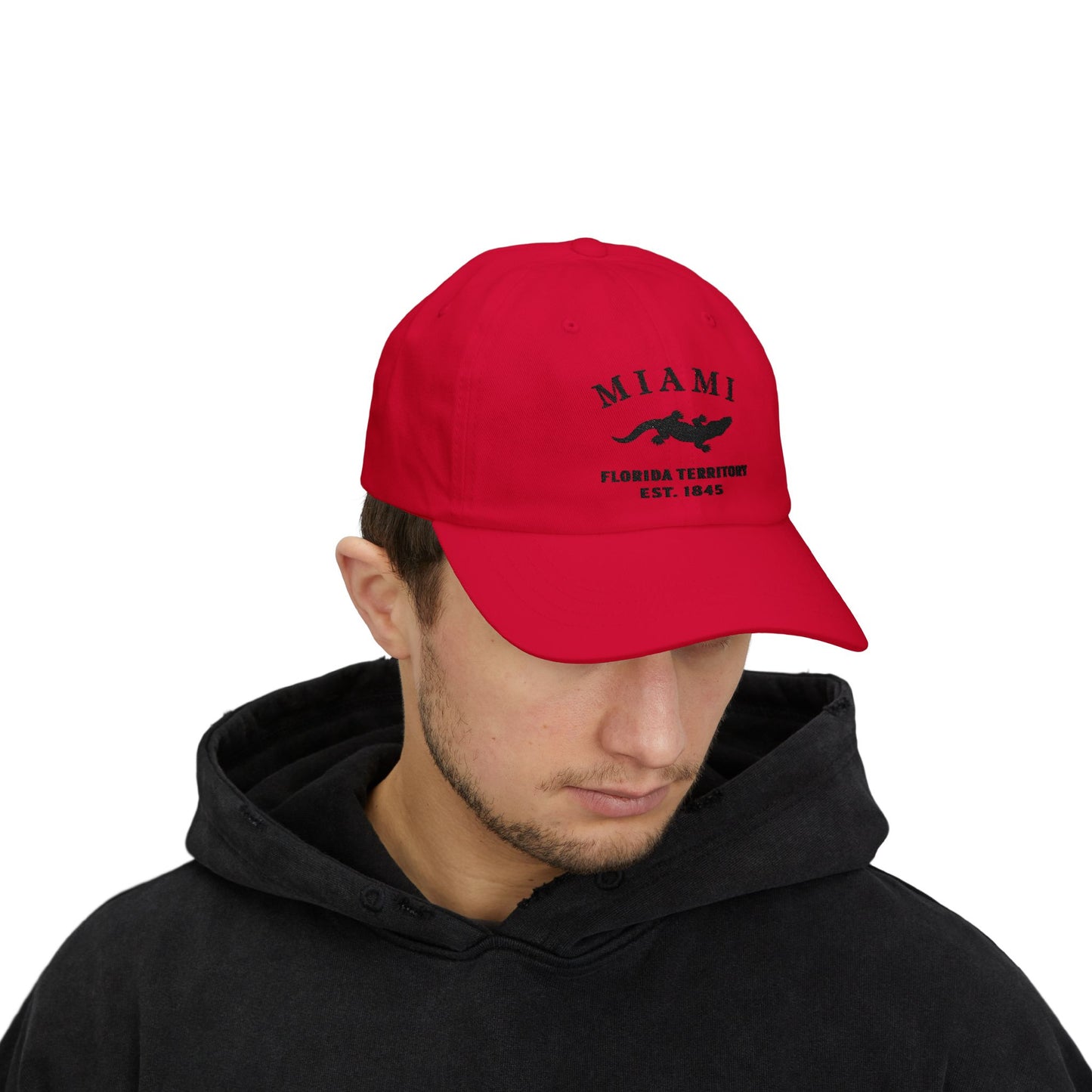 Miami Florida Classic Embroidered Vintage Retro Cotton Cap - Black Logo