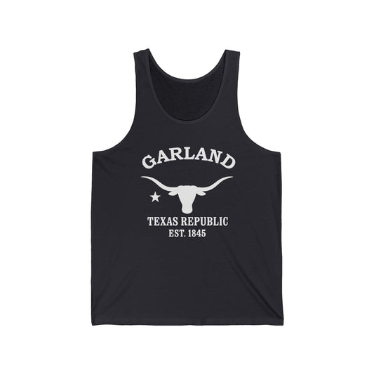 Garland Texas Vintage Retro Unisex Cotton Jersey Tank Top - White Logo