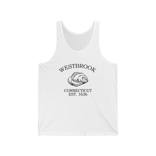 Westbrook Connecticut Vintage Retro Unisex Cotton Jersey Tank Top - Black Logo