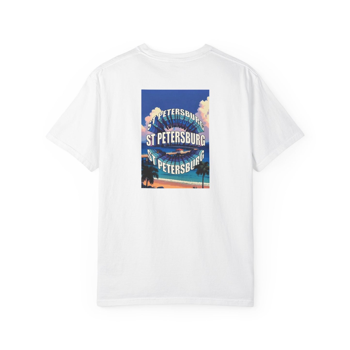 St Petersburg Florida Vintage Retro Back Printed Art Series Cotton Tee - Black Logo