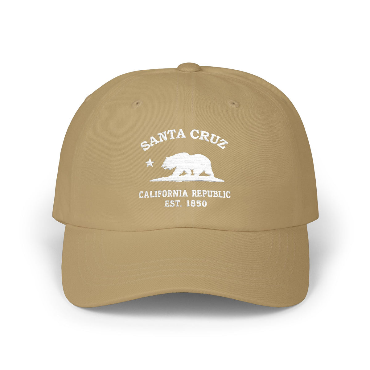 Santa Cruz California Vintage Retro Embroidered Cotton Cap - White Logo
