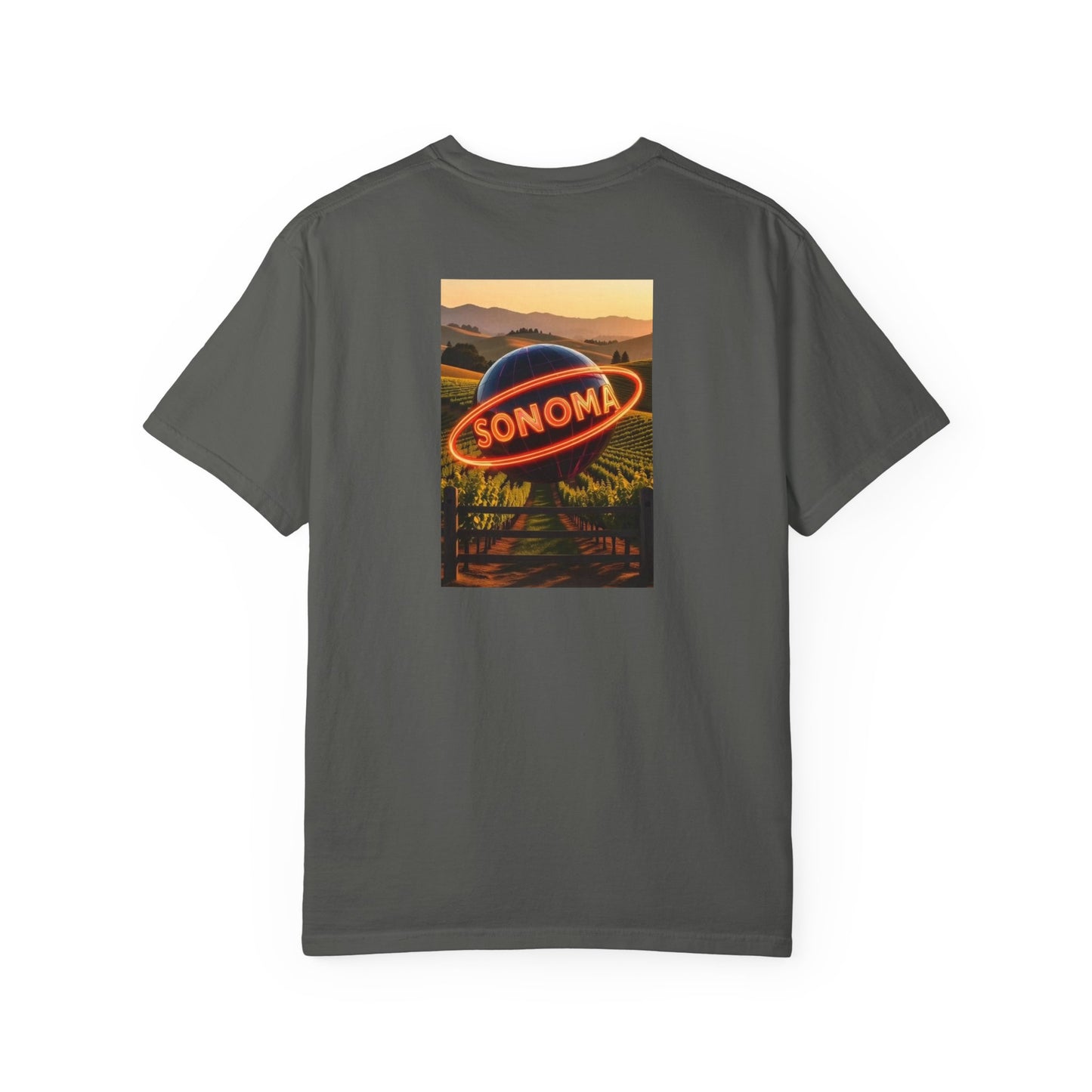 Sonoma California Vintage Retro Back Printed Art Series Cotton Tee - Black Logo