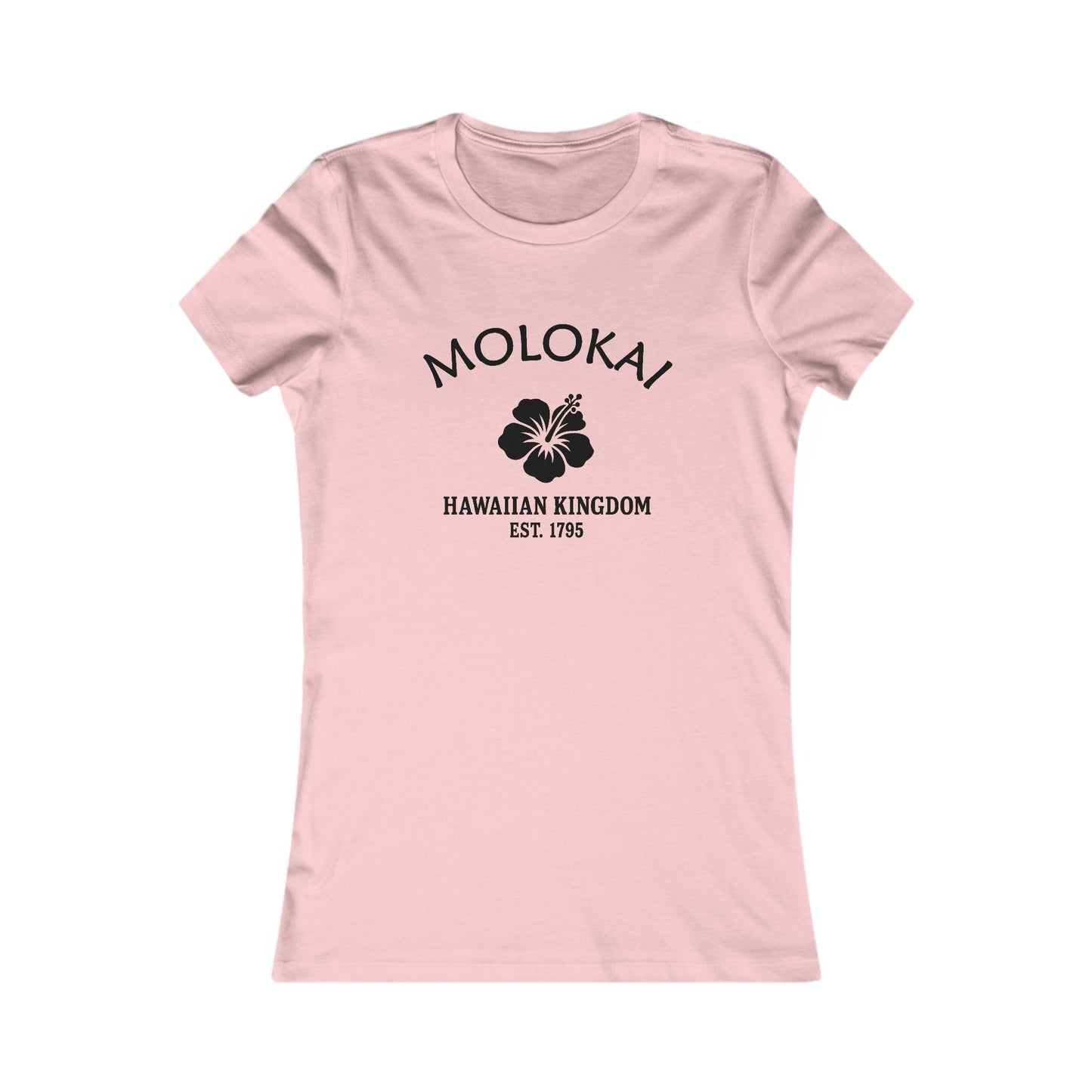 Molokai Hawaii Ringspun Cotten Fitted Vintage Retro Womens Tee - Black Logo