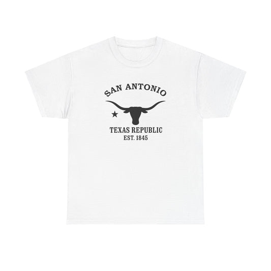 San Antonio Texas Vintage Retro Unisex Heavy Cotton Tee - Black Logo