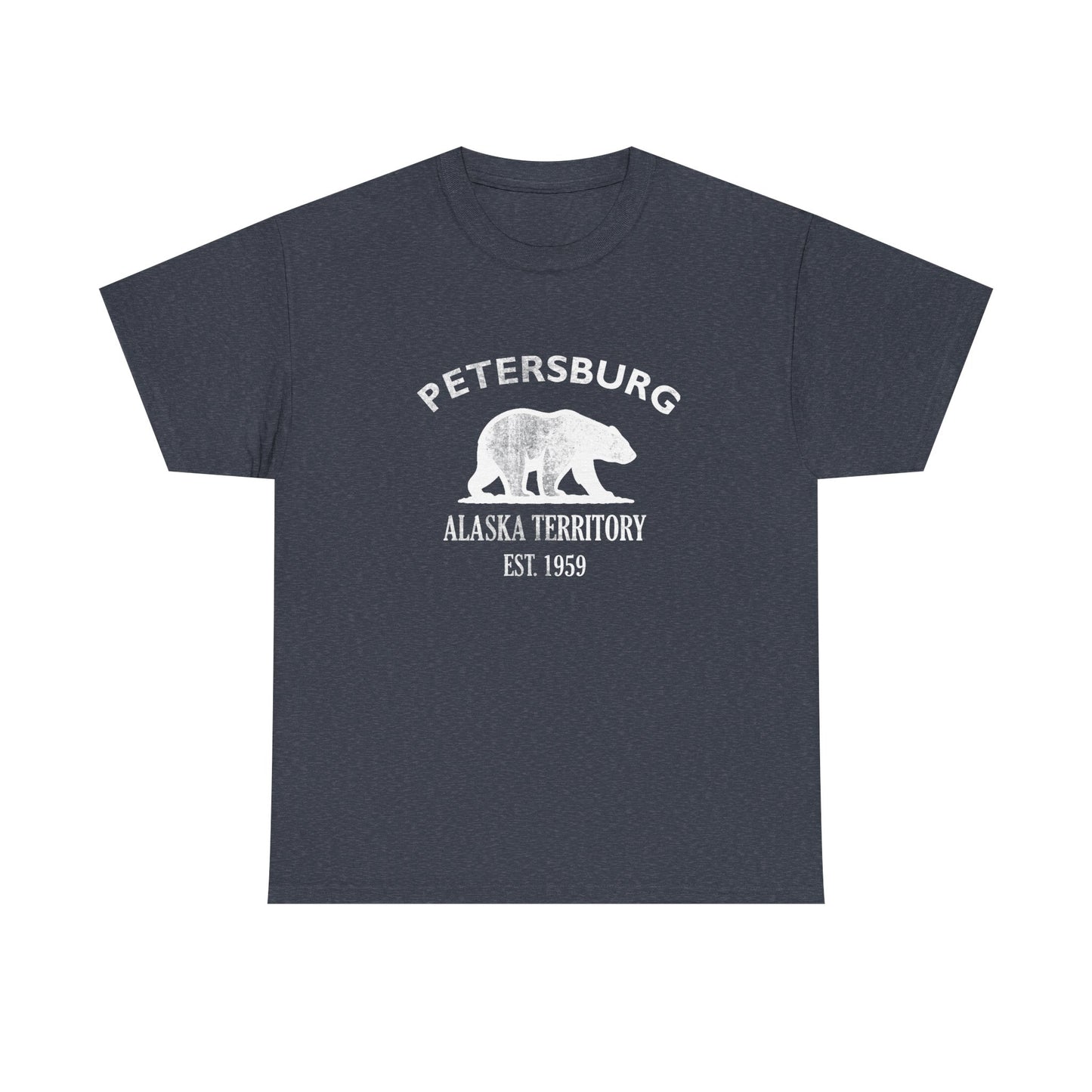 Petersburg Alaska Vintage Retro Unisex Heavy Cotton Tee - White Logo