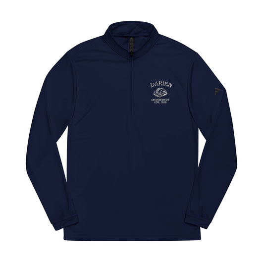 Darien Connecticut Vintage Retro Quarter-Zip Embroidered Pullover - White Logo