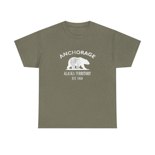 Anchorage Alaska Vintage Retro Unisex Heavy Cotton Tee - White Logo