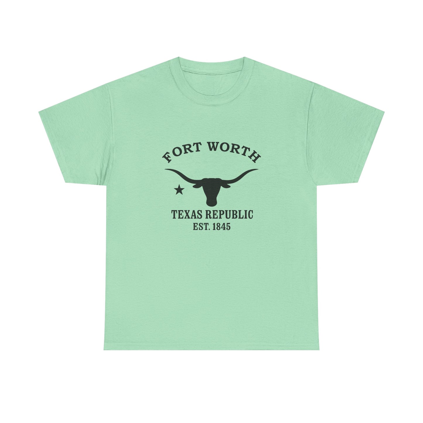 Fort Worth Texas Vintage Retro Unisex Heavy Cotton Tee - Black Logo
