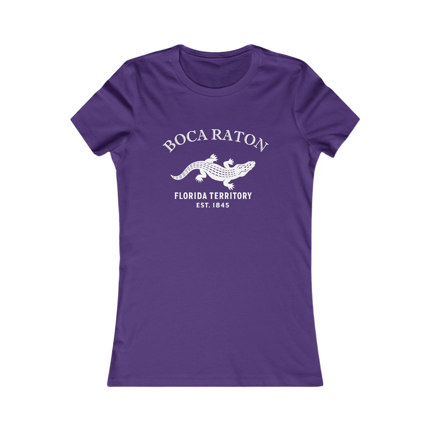 Boca Raton Florida Vintage Retro Womens Fitted Ringspun Cotton Tee - White Logo