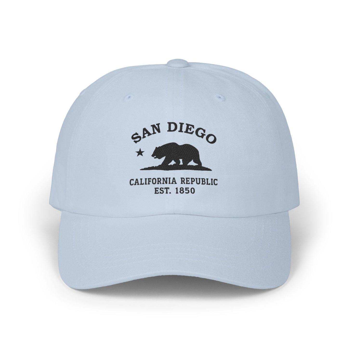 San Diego California Classic Embroidered Vintage Retro Cotton Cap - Black Logo