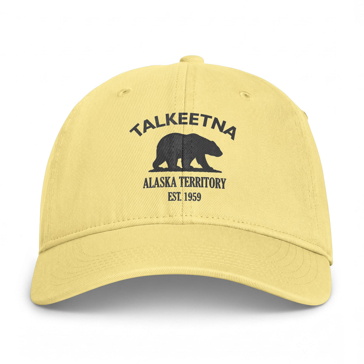Talkeetna Alaska Distressed Cotton Cap - Charcoal Print Logo