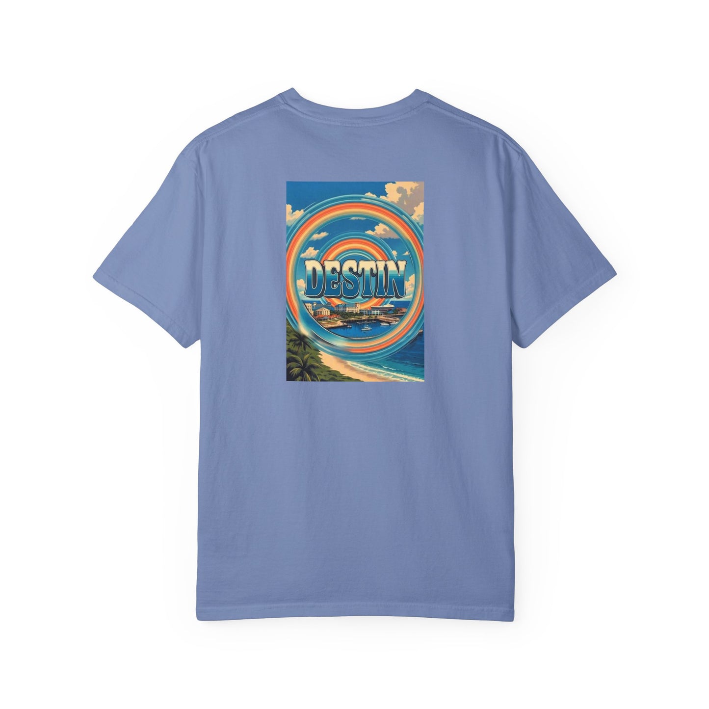 Destin Florida Vintage Retro Back Printed Art Series Cotton Tee - Black Logo