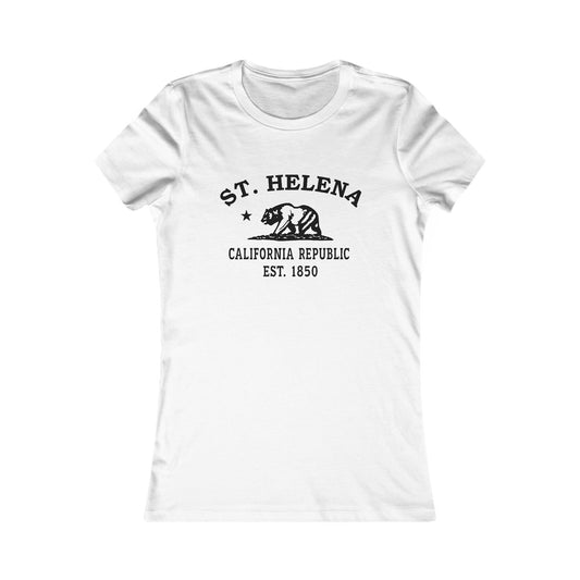 St Helena California Ringspun Cotten Fitted Vintage Retro Womens Tee - Black Logo