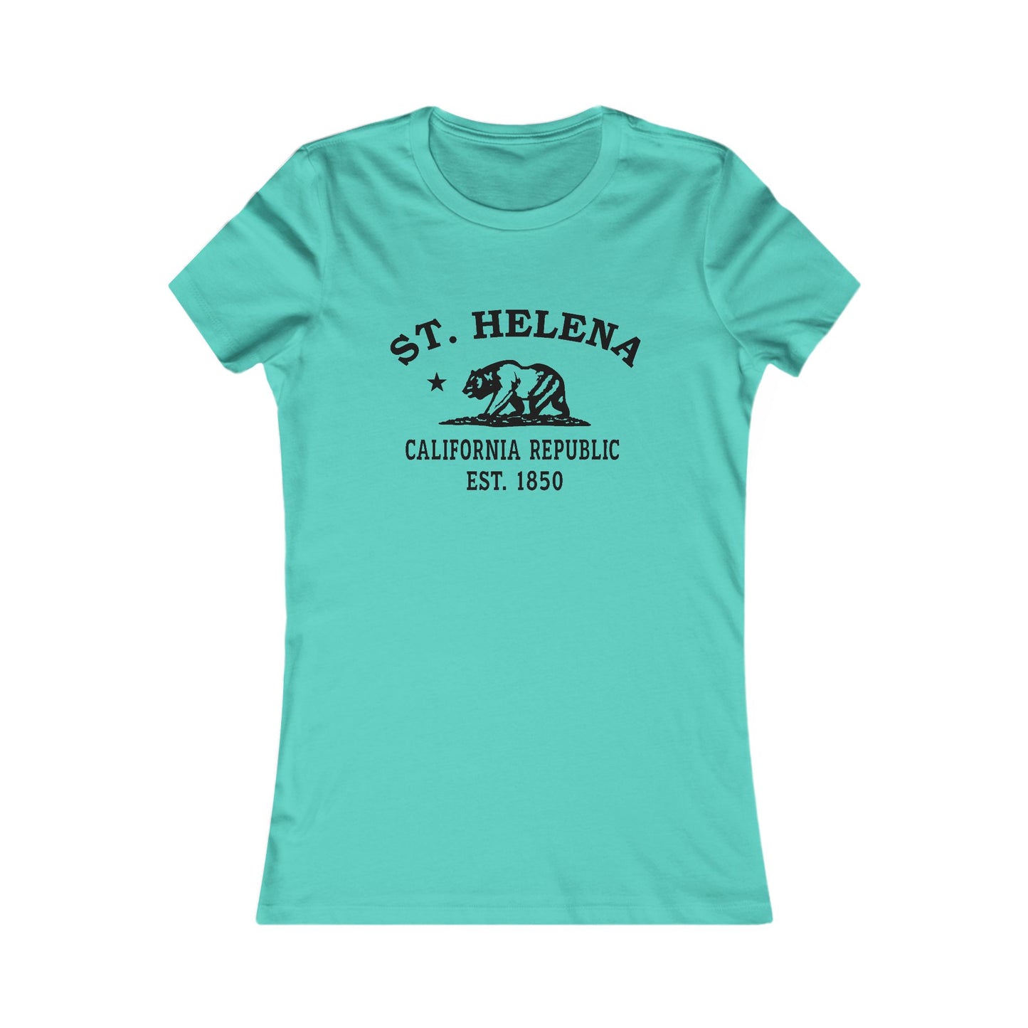 St Helena California Ringspun Cotten Fitted Vintage Retro Womens Tee - Black Logo