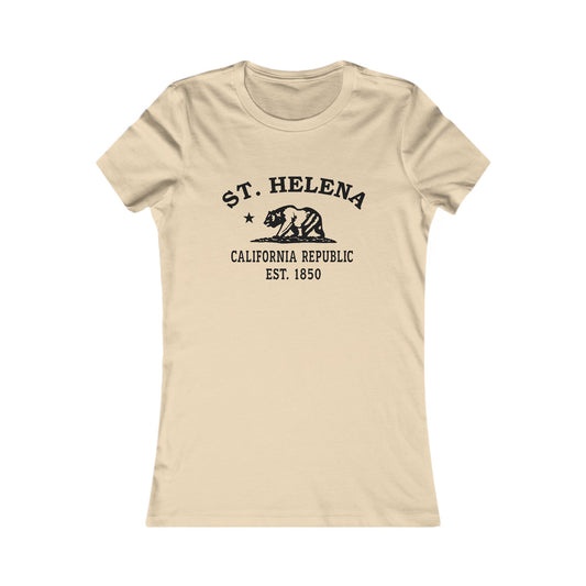 St Helena California Vintage Retro Womens Fitted Ringspun Cotton Tee - Black Logo