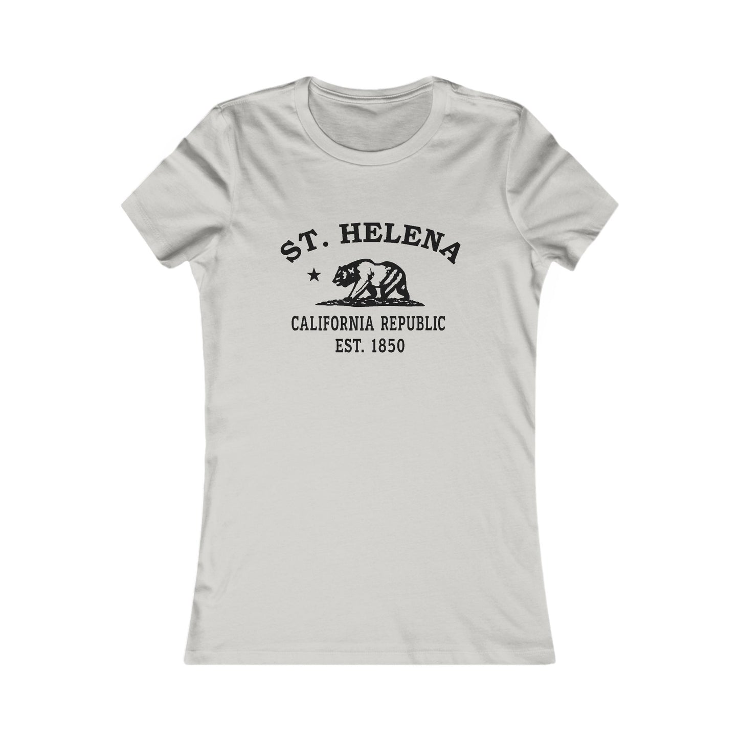 St Helena California Ringspun Cotten Fitted Vintage Retro Womens Tee - Black Logo