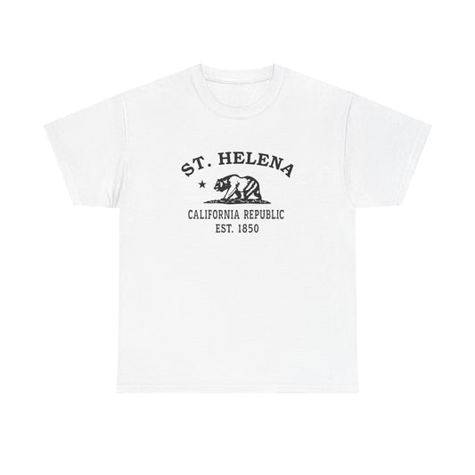 St Helena California Vintage Retro Unisex Heavy Cotton Tee - Black Logo