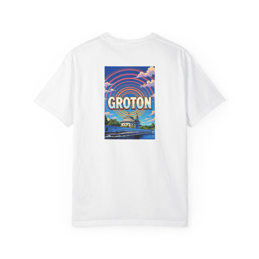 Groton Connecticut Vintage Retro Back Printed Art Series Cotton Tee - Black Logo