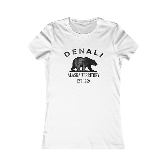 Denali Alaska Ringspun Cotten Fitted Vintage Retro Womens Tee - Black Logo