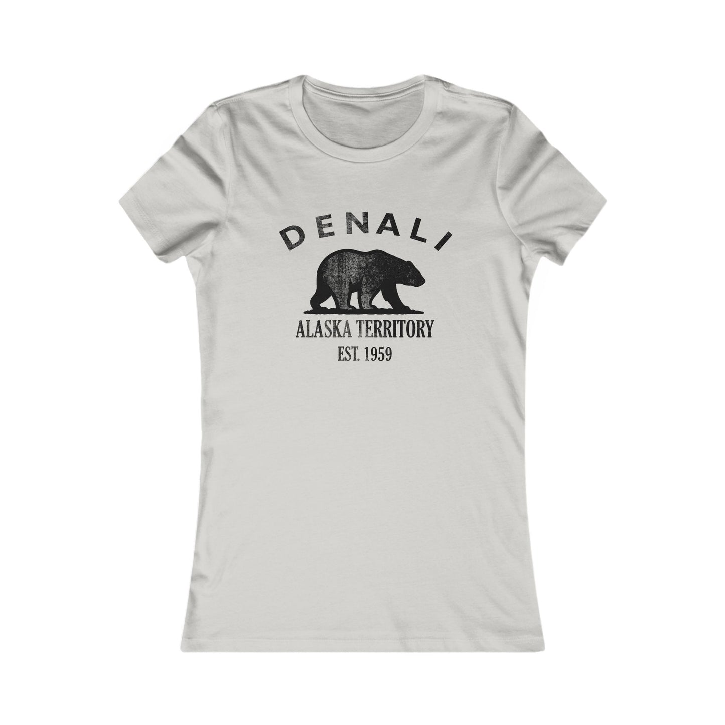 Denali Alaska Ringspun Cotten Fitted Vintage Retro Womens Tee - Black Logo