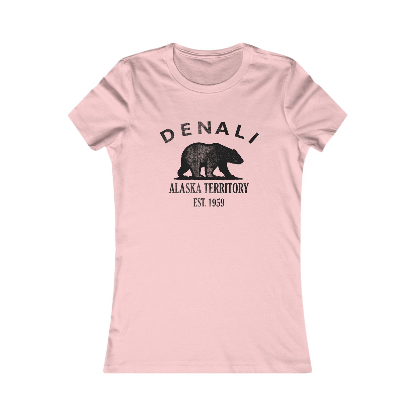 Denali Alaska Ringspun Cotten Fitted Vintage Retro Womens Tee - Black Logo
