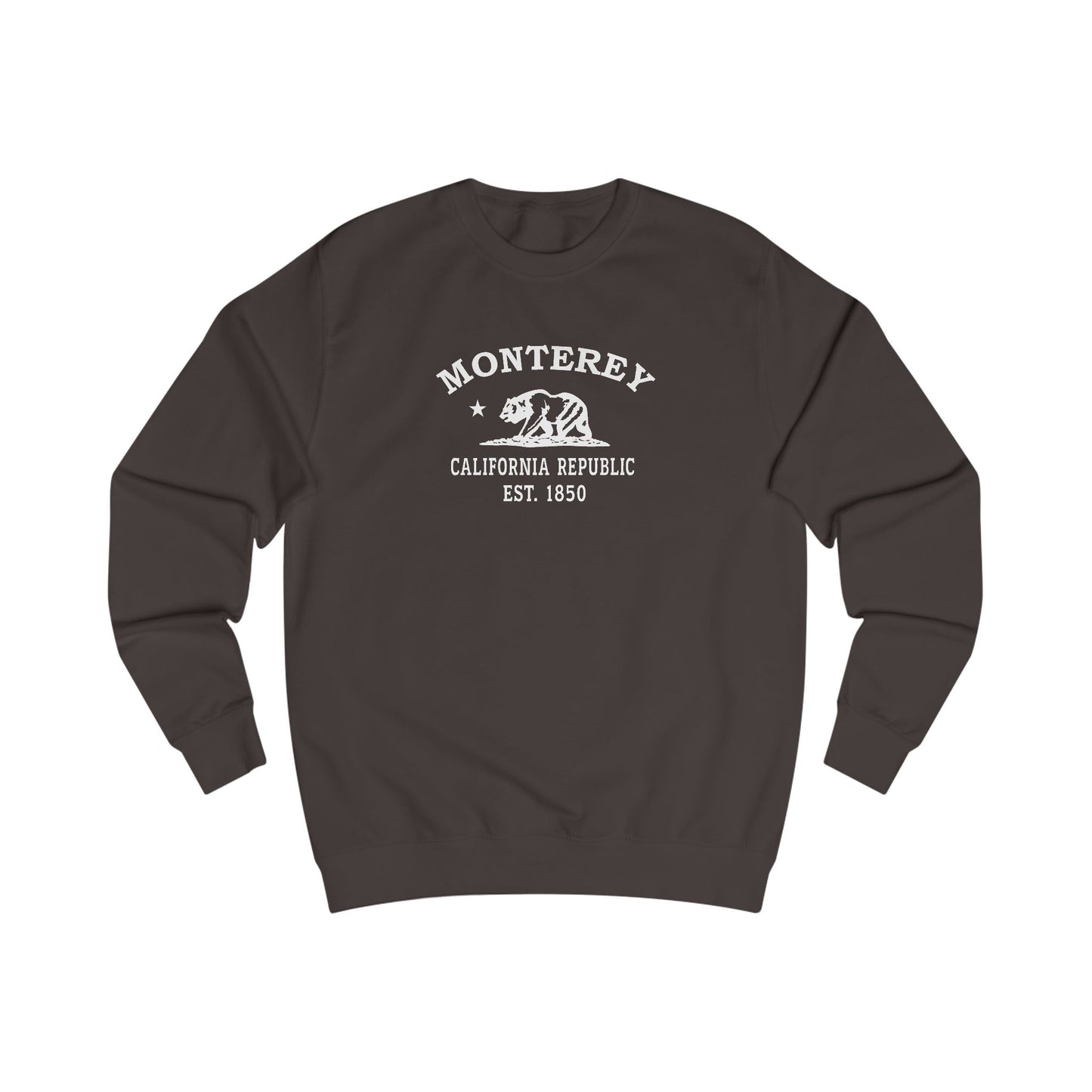 Monterey California Vintage Retro Premium Crewneck Sweatshirt - White Logo - Bottle Green