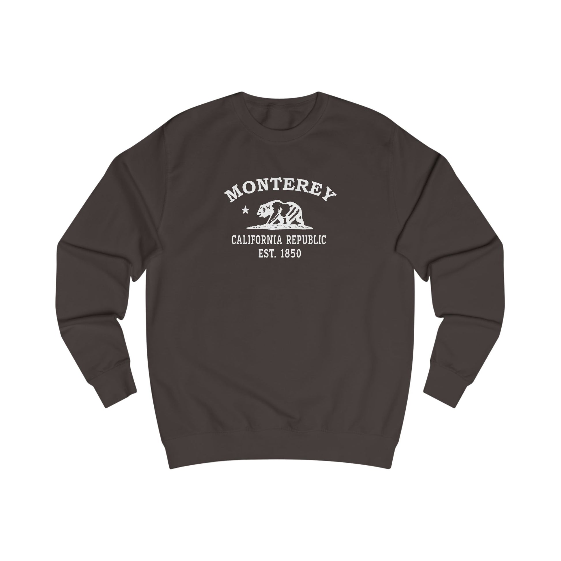 Monterey California Vintage Retro Premium Crewneck Sweatshirt - White Logo - Bottle Green