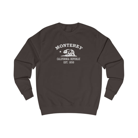 Monterey California Vintage Retro Premium Crewneck Sweatshirt - White Logo - Bottle Green