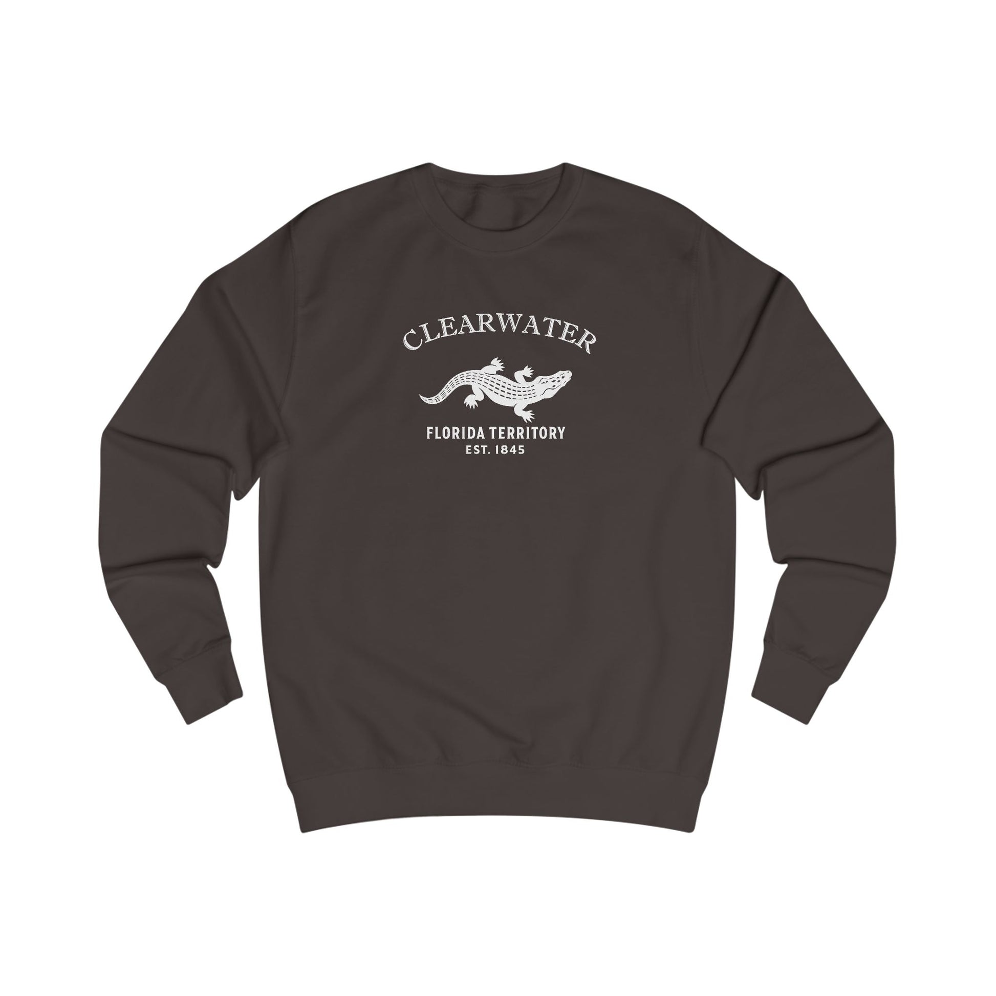 Clearwater Florida Vintage Retro Premium Crewneck Sweatshirt - White Logo - Bottle Green