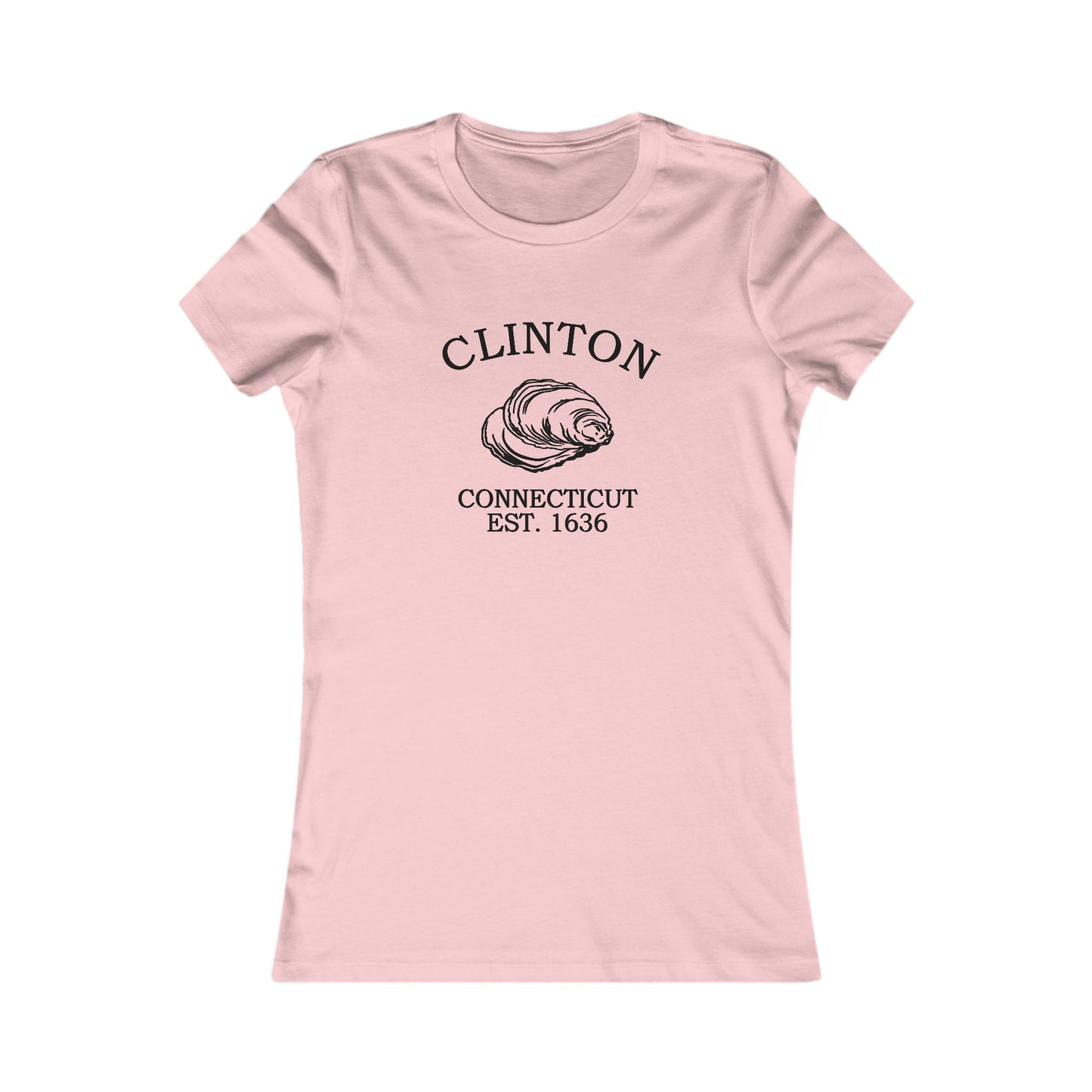 Clinton Connecticut Vintage Retro Womens Fitted Ringspun Cotton Tee - Black Logo
