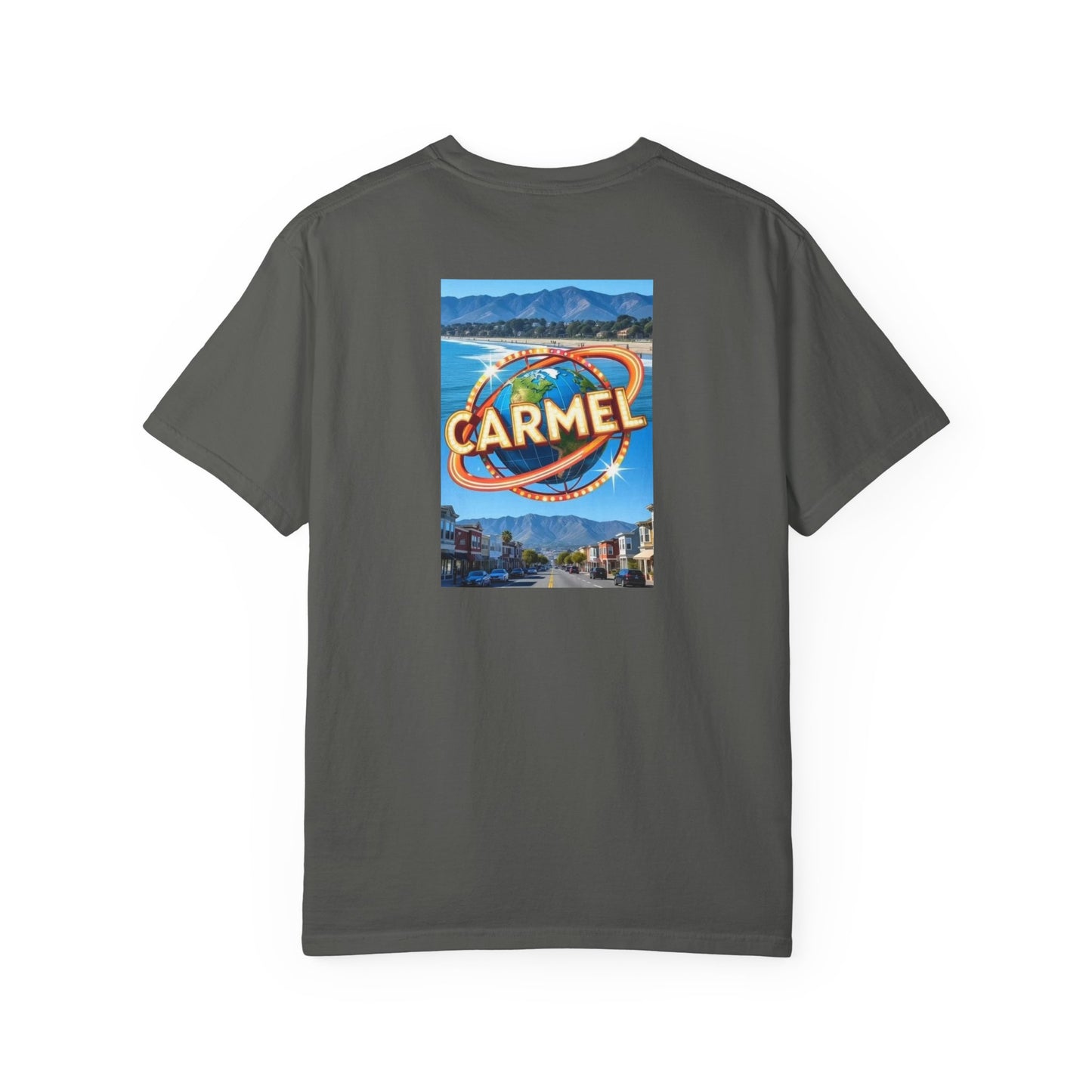 Carmel California Vintage Retro Back Printed Art Series Cotton Tee - Black Logo