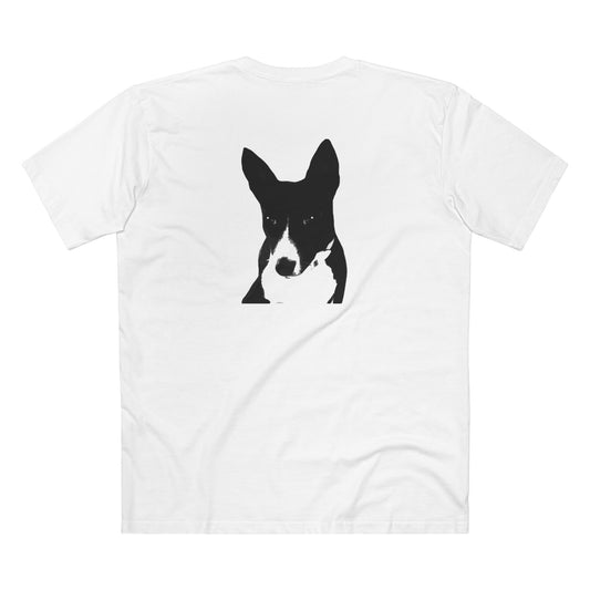 A Life Well Lived Basenji Front & Rear Printed Retro Art Cotton Tee - Black Logo