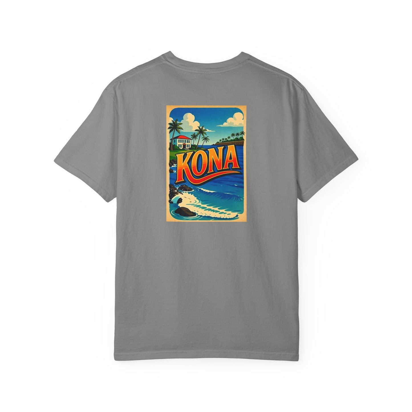 Kona Hawaii Vintage Retro Back Printed Art Series Cotton Tee - Black Logo
