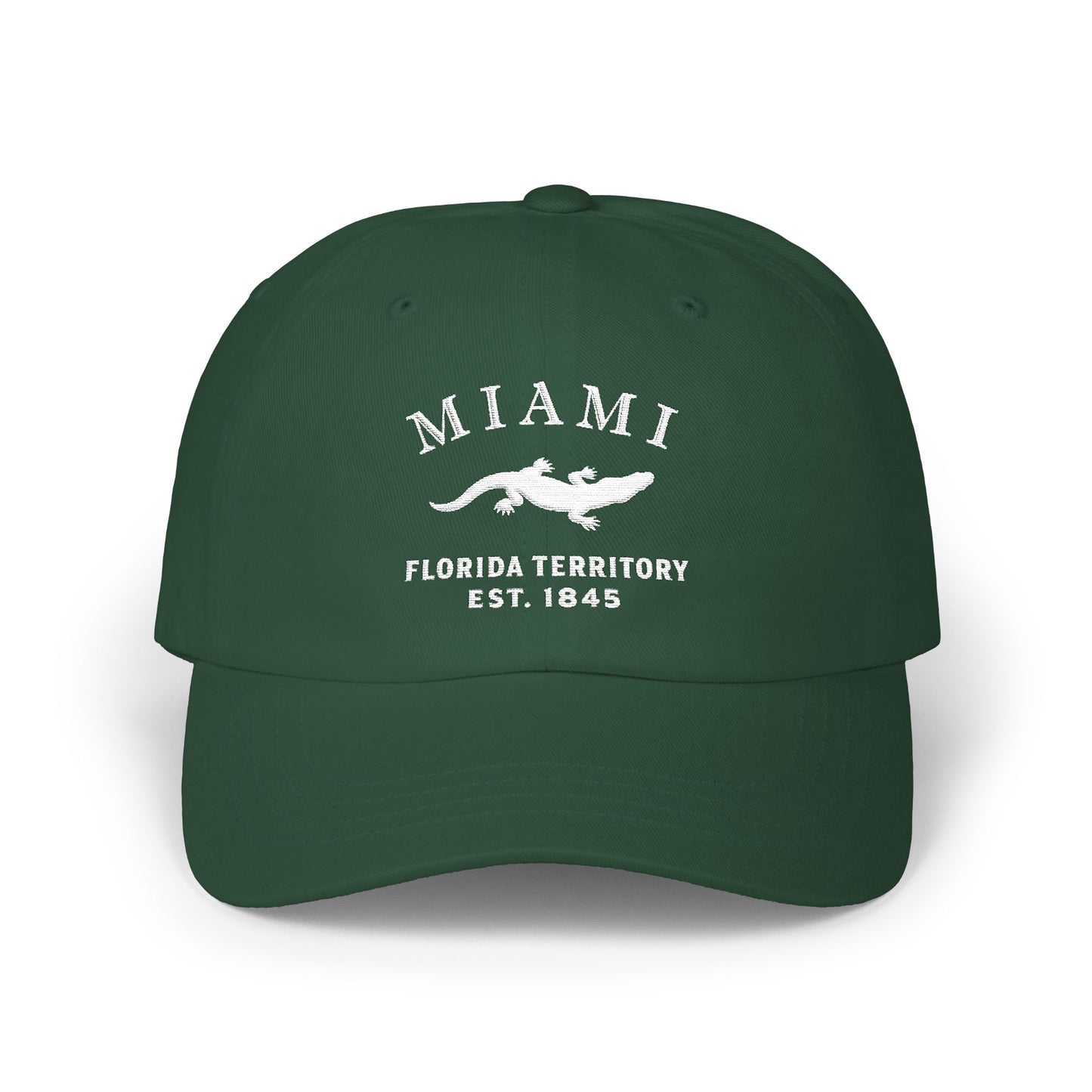 Miami Florida Classic Embroidered Vintage Retro Cotton Cap - White Logo