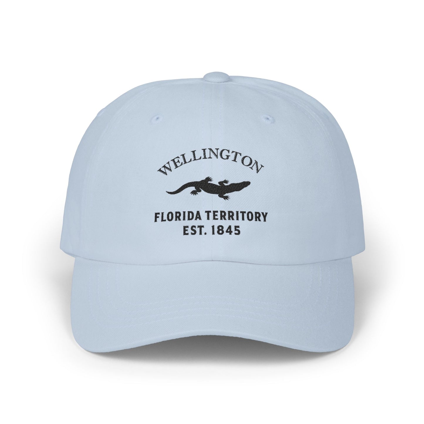 Wellington Florida Classic Embroidered Vintage Retro Cotton Cap - Black Logo