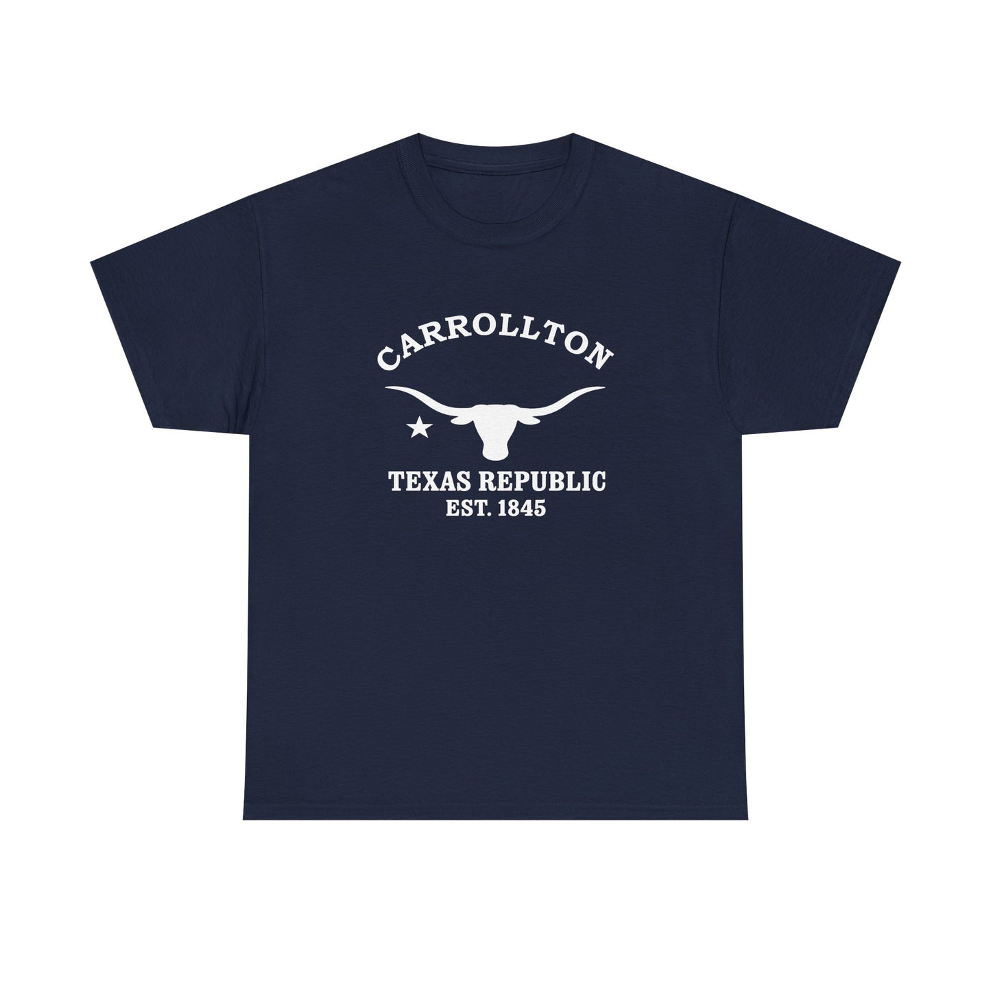 Carrollton Texas Vintage Retro Unisex Heavy Cotton Tee - White Logo